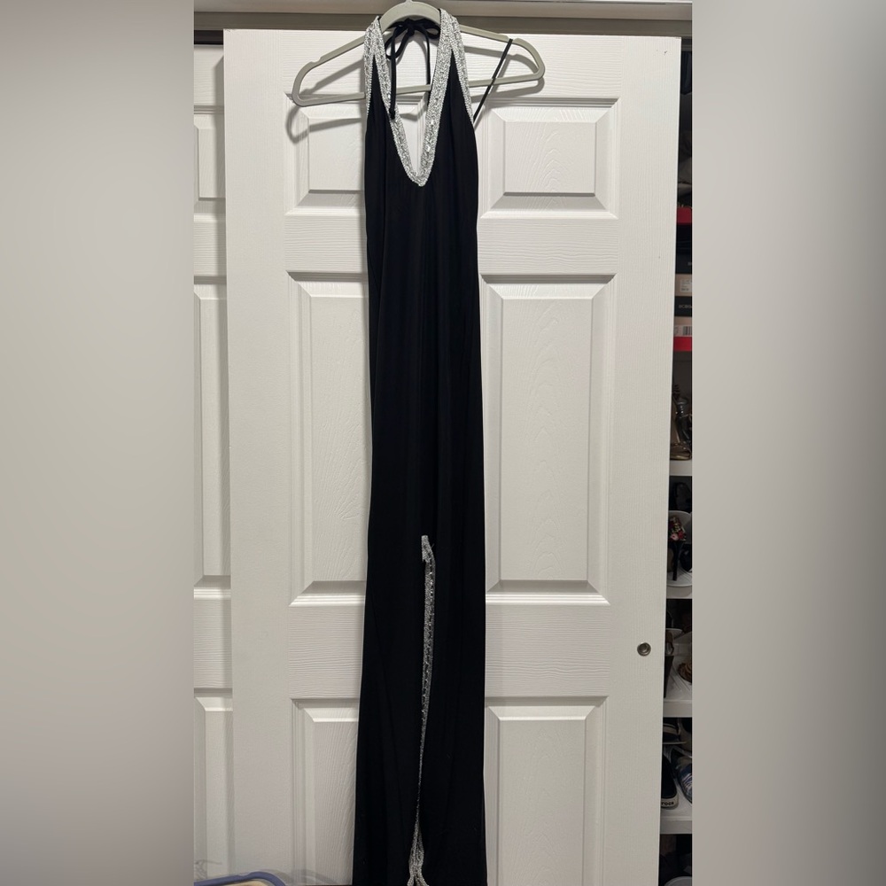 Black Maxi Dress with Silver Detail